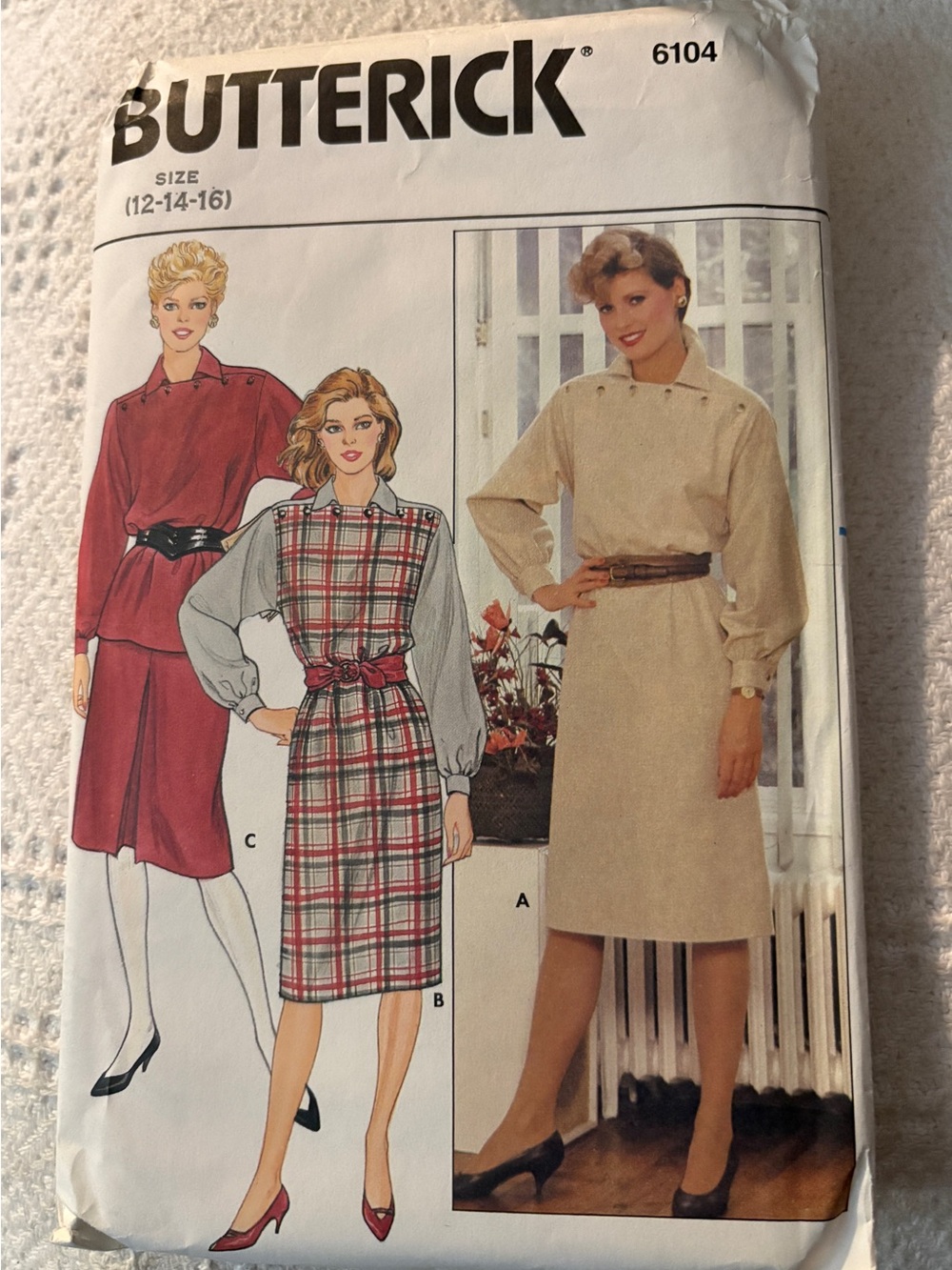 Vintage Butterick Pattern 6104 for Misses’ Dress, Top, and Skirt